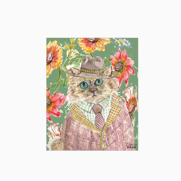 Claire Louise - Designer Cottage Floral Cat Glass Kitchen Splashback