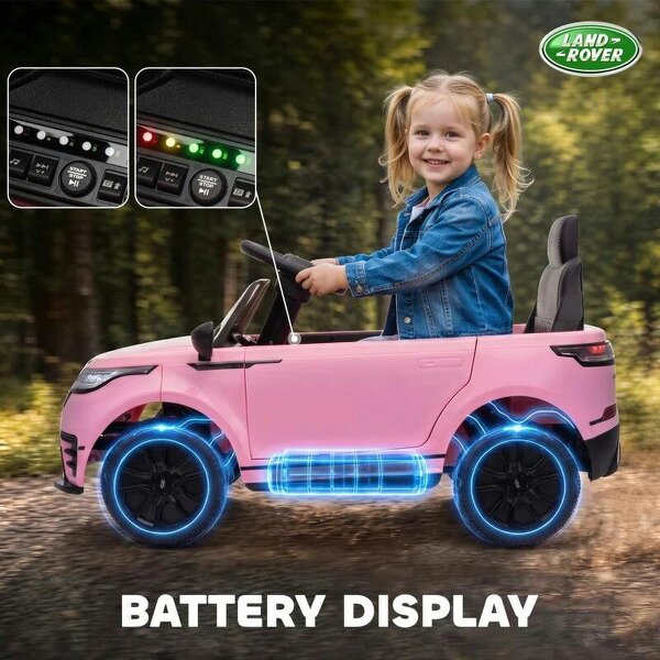 Range Rover Velar Licensed 12V Electric Car for Kids with Remote, 4-Wheel Suspension, Slow Start for 2-4 Years, Pink