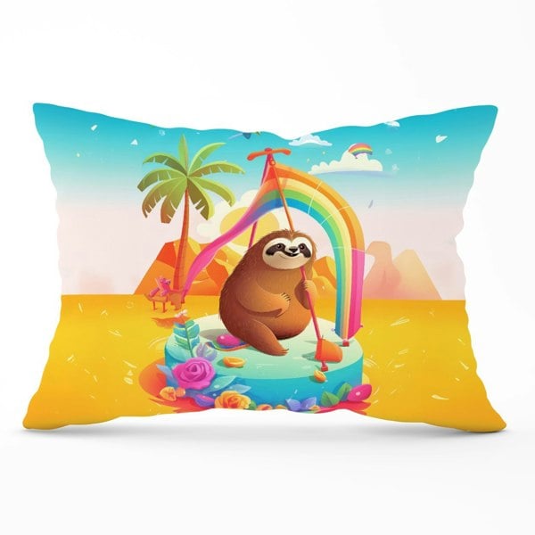 Warren Reed Sloth On A Beach Holiday Cushions