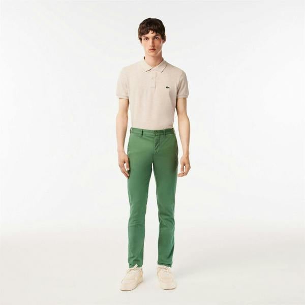 Lacoste Mens Organic Cotton Slim Chinos - Green - 