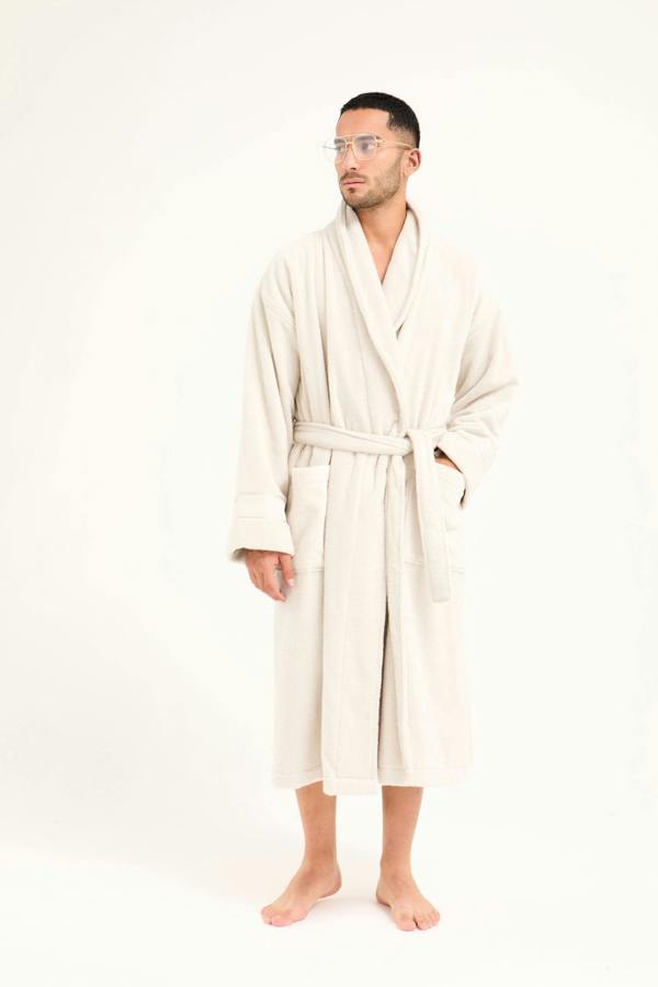 His and Hers Bamboo Towelling Robe in Light Grey - Robes