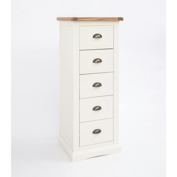 Cabinet Bits Cosenza 5 Drawer Narrow Chest of Drawers Brass Cup Handle