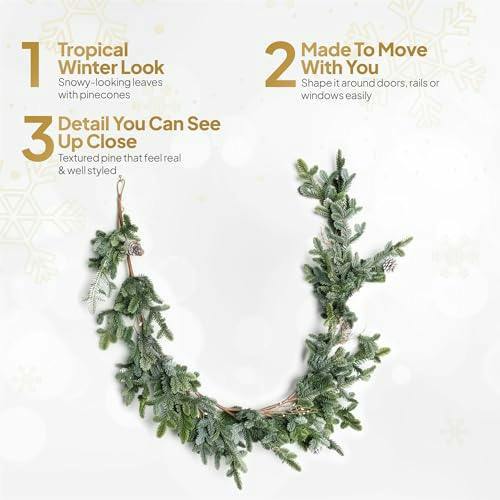 18cm Green Cypress Pine Garland with Pine Cones for Christmas Doors, Mantles and Stair Decor image 7