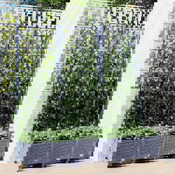 Berkfield Garden Planter with Trellis Dark Grey 120x40x121.5 cm PP