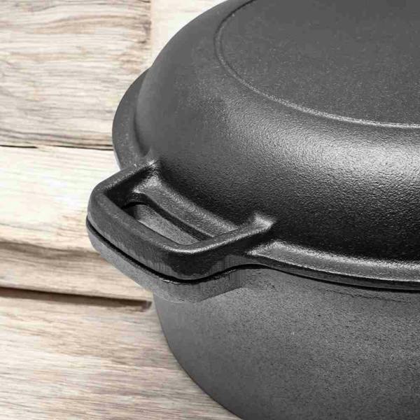 Sourdough By The Sea 4.7L Double Dutch Oven 2-in-1 Seasoned Cast Iron – Perfect for Sourdough Baking, Stews & More