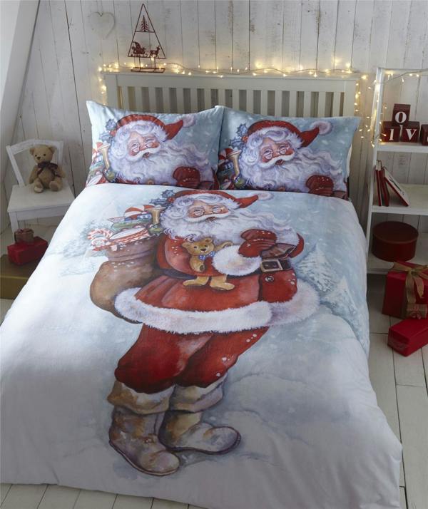 Father Christmas Polycotton Double Duvet Cover