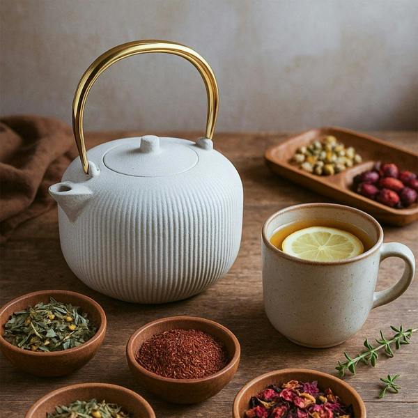 Cast Iron Teapot, 1 L | Matt Cream | Berlinger Haus BH8943