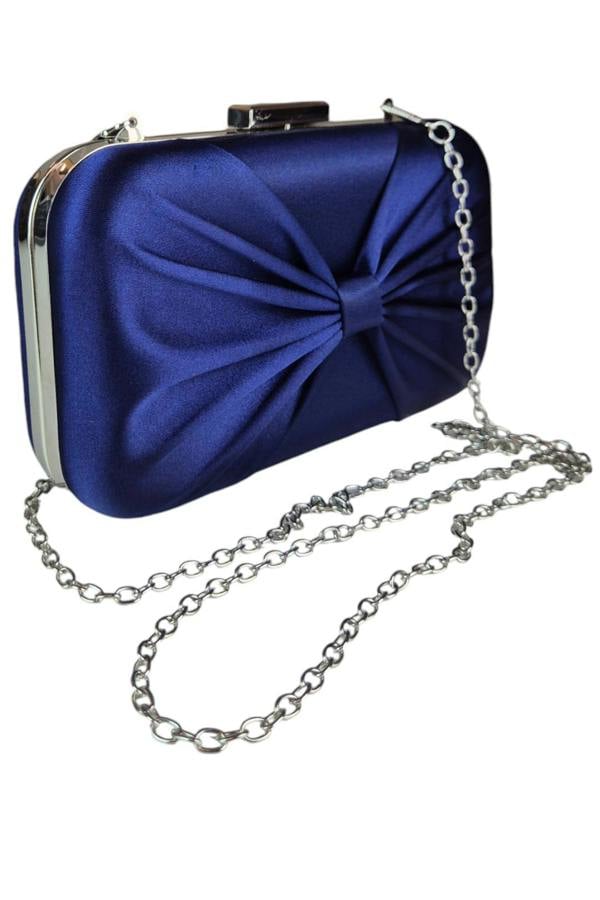 Paulo Due Bow Satin Clutch Bag