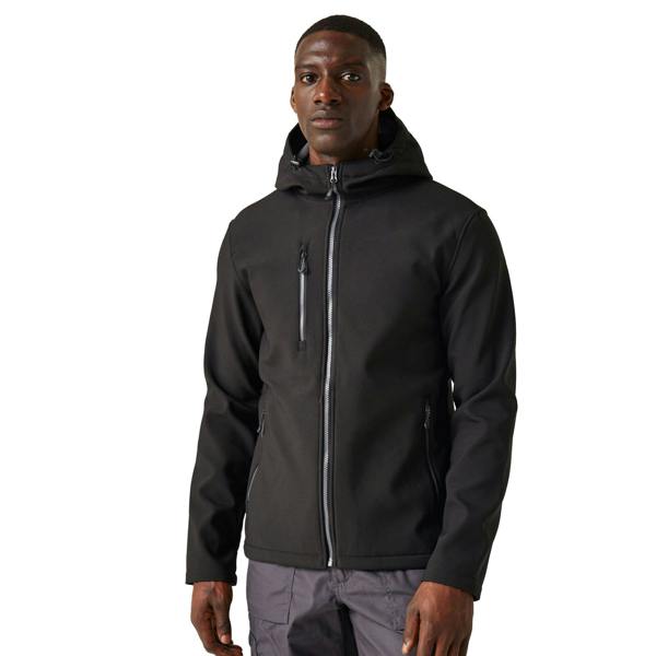 Regatta Mens Navigate 2 Layer Soft Shell Jacket - Black/Seal Grey - 