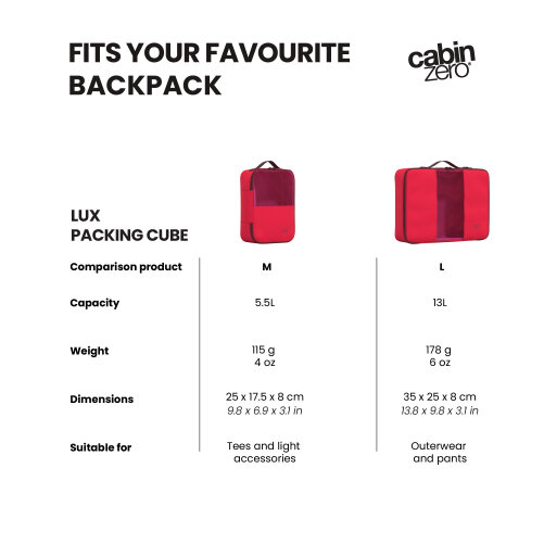 CabinZero Lux Packing Cube (Medium), Premium Structured Organiser for Essentials