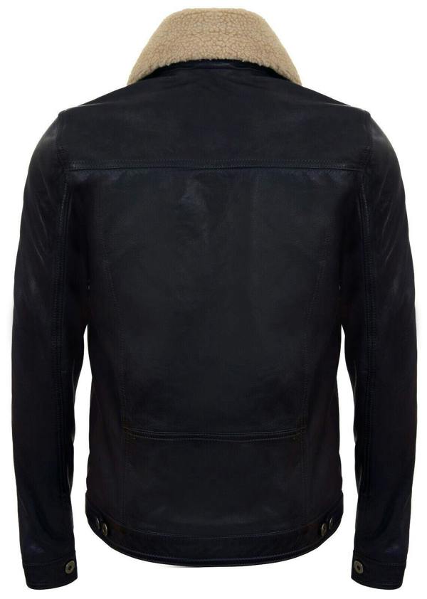 Infinity Leather Mens Removable Collar Leather Trucker Jacket-Zagreb