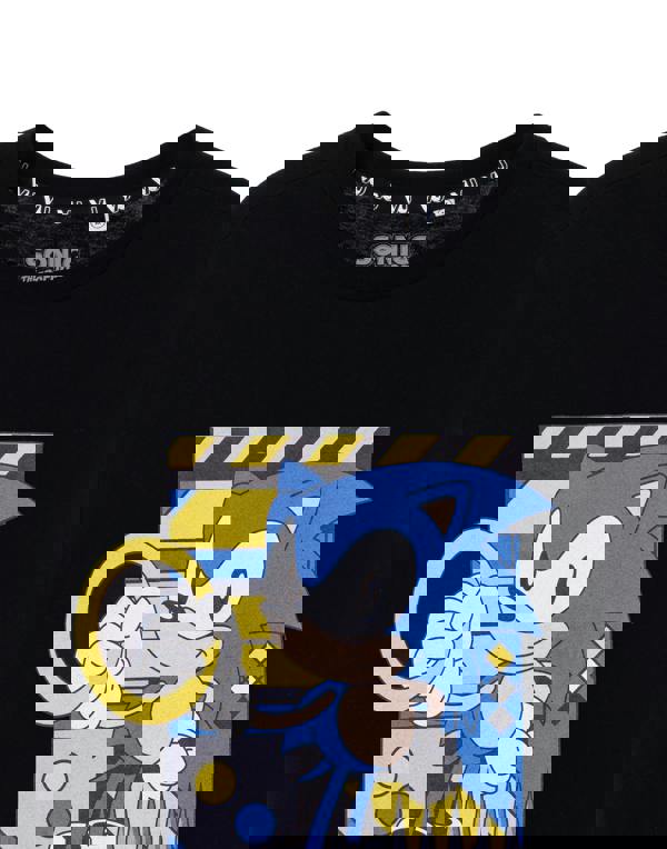 Sonic the Hedgehog Mens Black Classic Rings Short Sleeved T-Shirt