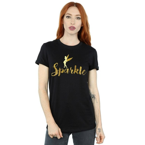 Disney Womens/Ladies Princess Tinker Bell Sparkle Time Cotton Boyfriend T-Shirt - Black