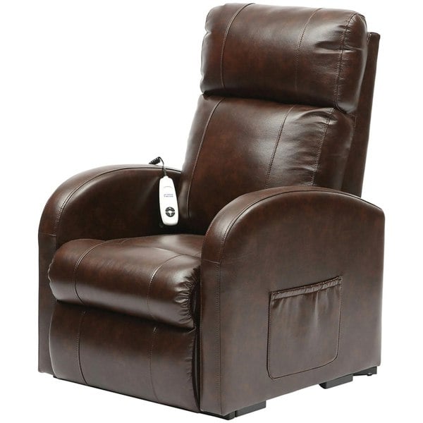 Single Motor Rise and Recline Lounge Chair - Chestnut PU Leather Material Loops