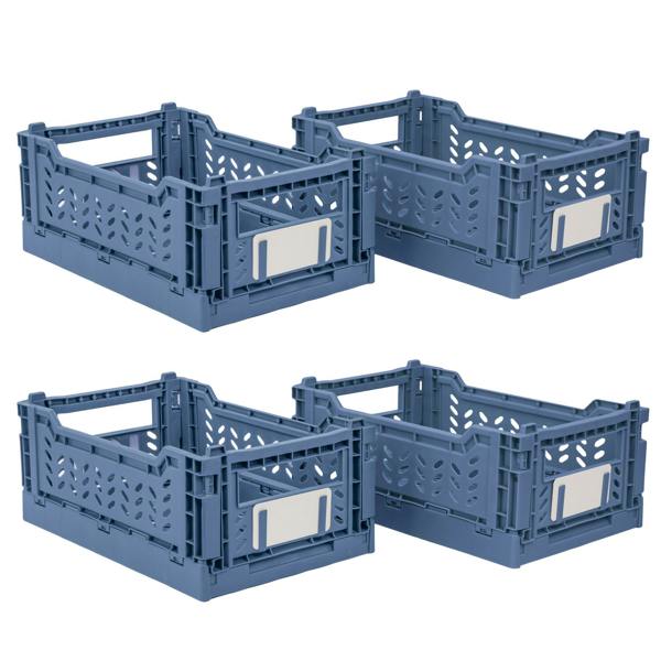 JVL STACKIT - Plastic Foldable Storage Crate - 4L - Blue