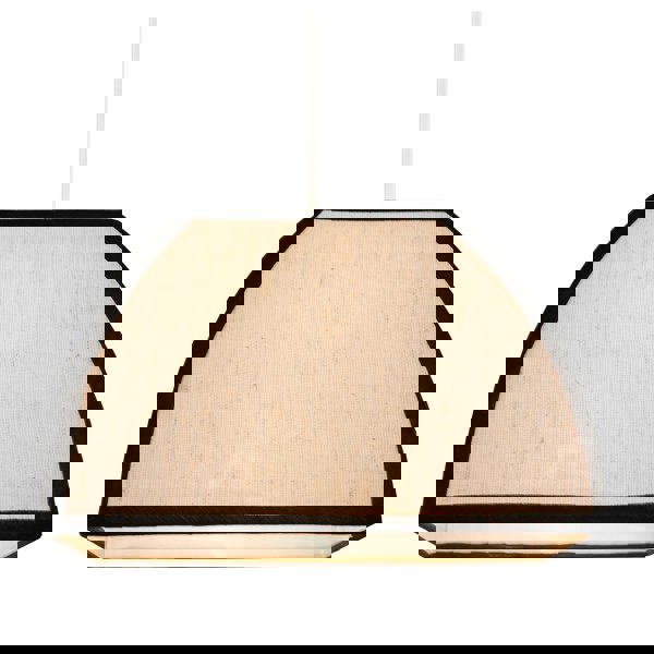 Vintage Victorian Square Lamp Shade in Oatmeal Linen and Black Trim Image 3