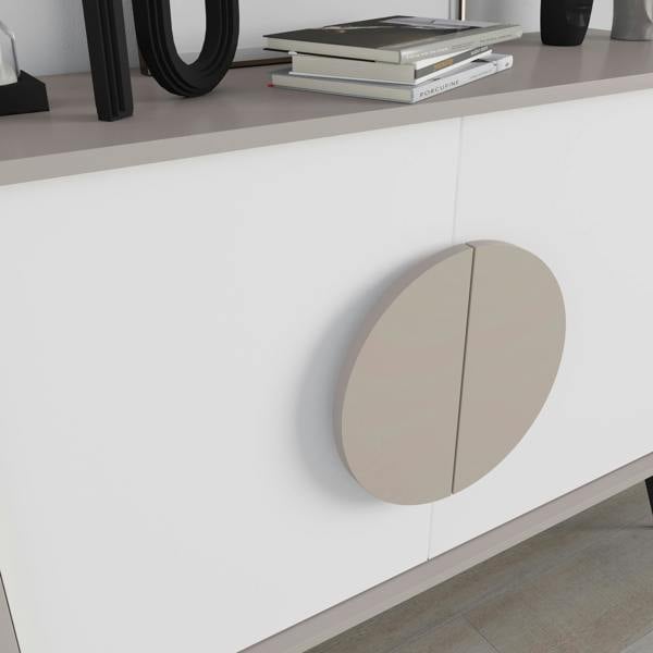 Decortie Gora Sideboard Modern Storage Cabinet with 2 Pull-open Doors Metal Legs 110cm Width