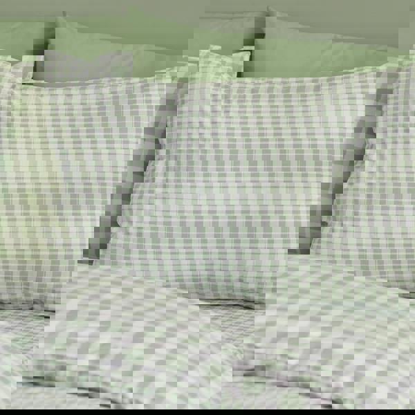 Catherine Lansfield Bamford Gingham Check Reversible Duvet Cover Set Green