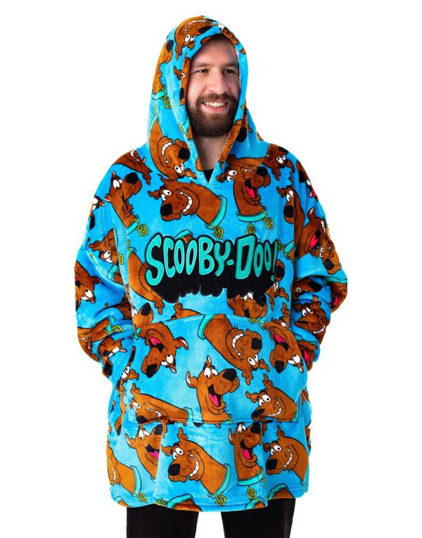 Scooby Doo Mens Blue Character AOP Blanket Hoodie (One Size)