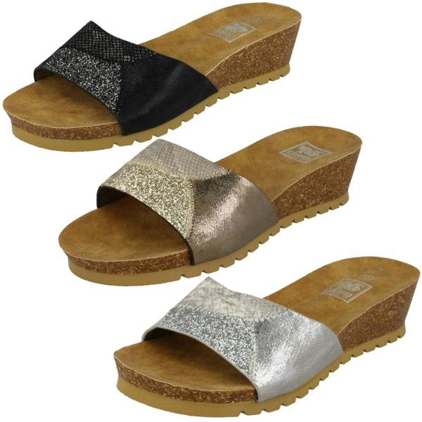 Down to Earth Ladies Down To Earth Mid Cork Wedge Sandals
