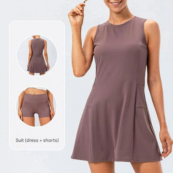Anniou Two-Piece Tennis Dress Set - purple