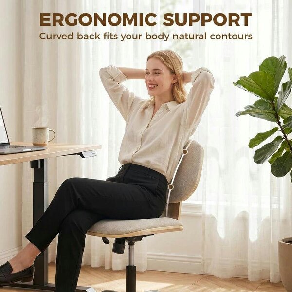 Home Office Desk Chair Rocking Function Ergonomic Swivel Chair with PU Wheels, Light Grey