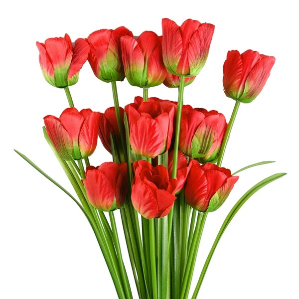 Leaf Pack of 6 x 80cm Artificial Tulip Red Stem