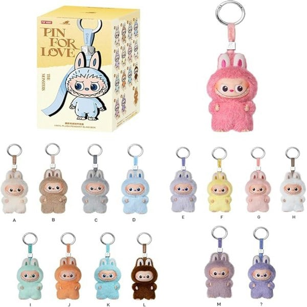 Pop Mart THE MONSTERS Pin for Love Series - Vinyl Plush Pendant (A-M) - Box Set of 14 Collectable Toys