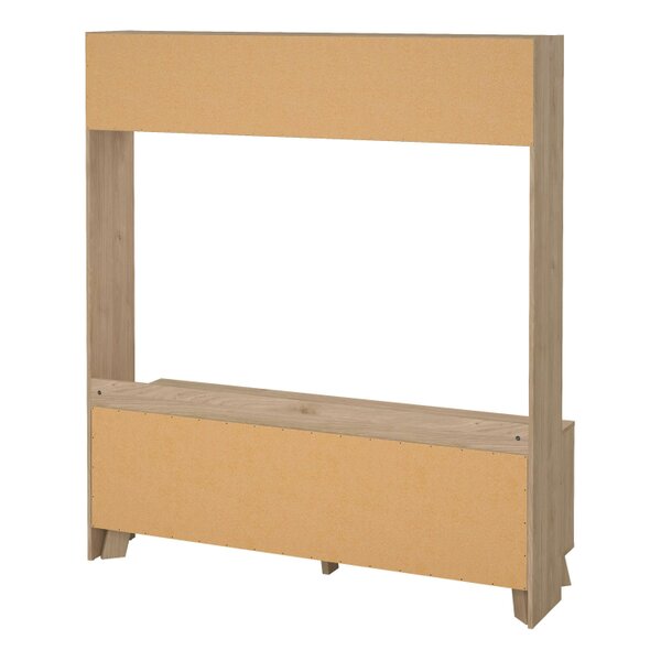 Wyld Haus Hobro White and Natural Oak Wood TV Unit 2 Sliding Doors