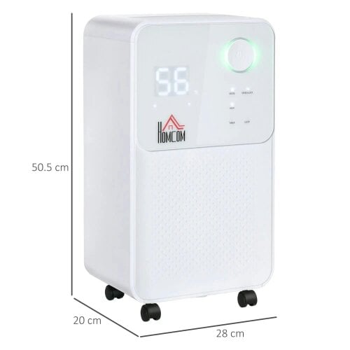 Bobobiy 12L/Day Dehumidifier, Electric Moisture Air De-Humidifier with 4 Modes, Continuous Drainage, 24H Timer, Digital Humidity Display