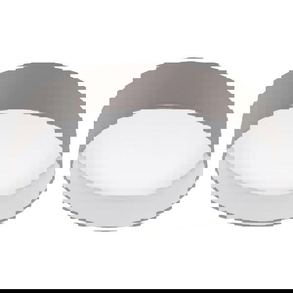 Flush Ceiling Light Colour White Shade Taupe Fabric Bulb LED 24W Included Loops