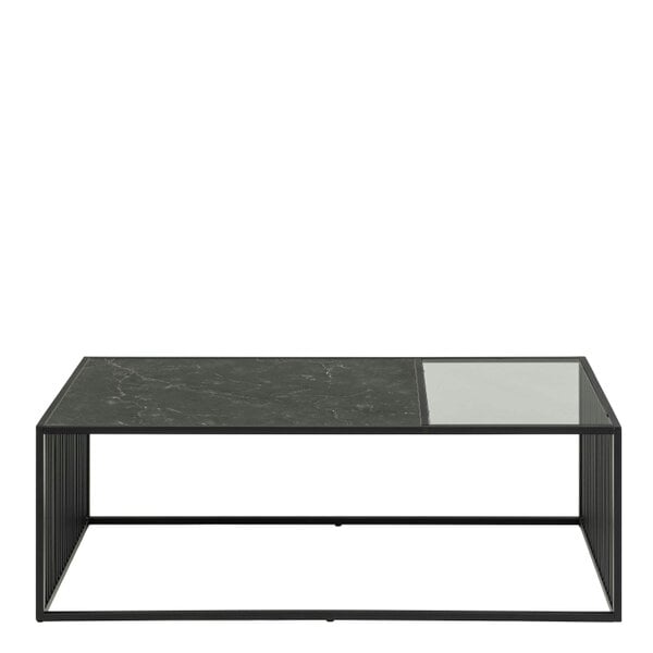 Wyld Haus Porto Organic Rectangular Coffee Table Stone Effect and Glass Top