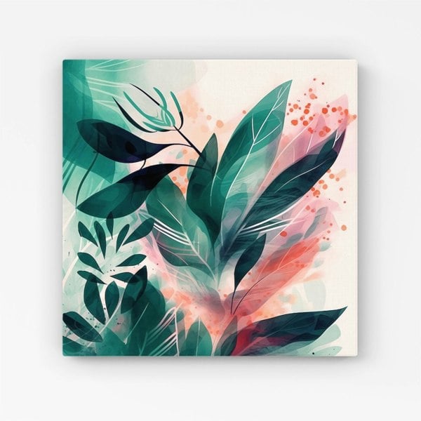 Warren Reed Green Feather leaves Tropical Canvas