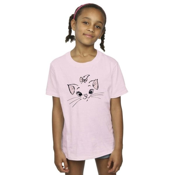 Disney Girls Classics Marie Face Pocket Cotton T-Shirt - Baby Pink