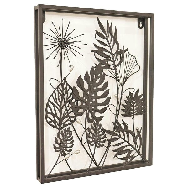 EDH Door Hardware Square Floral 3D Wall Décor – 41 x 41 x 4 CM | Handcrafted Metal Flower Art | Elegant Indoor & Outdoor