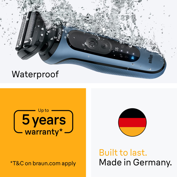 Braun Series 5 52-A1000S Electric Shaver, Up to 50 min - Azure