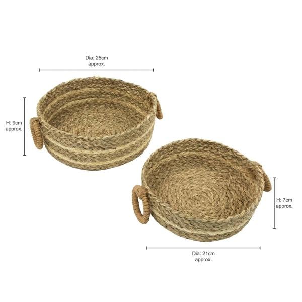 JVL Palma Natural Woven Storage Baskets for Home Organisation, Set of 2, Brown