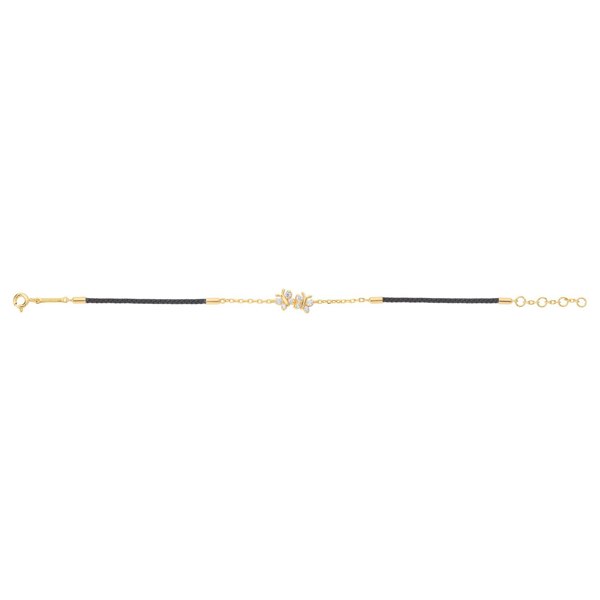 BLOOMTINE | Enchanting Flutterfly™ (Butterfly) 14K Gold Vermeil Black Silk Cord Bracelet