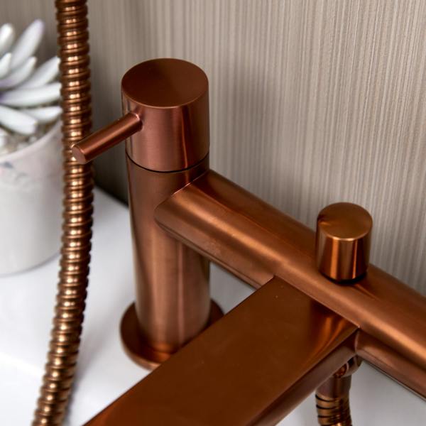 Flode Eslov | Bath Shower Mixer Tap | Includes Handset and Holder | Copper