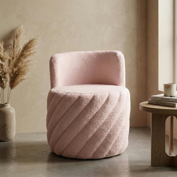 Garden Greatness Alex Swivel Blush Teddy Armchair