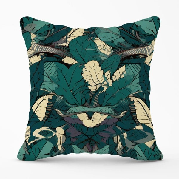 Warren Reed Green Beige Tropical Leaves Cushions