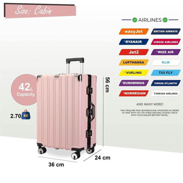 Infinity Luggage Robust Hard Shell Cabin Suitcase 36 x 24 x 56 cm Luggage Suitable for Easyjet, Ryanair, Wizzair