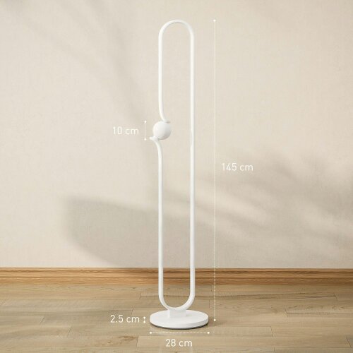 Wyld Haus Vanotafa Metal And Glass White Dimmable LED Floor Lamp With Glass Night Light And Foot Switch