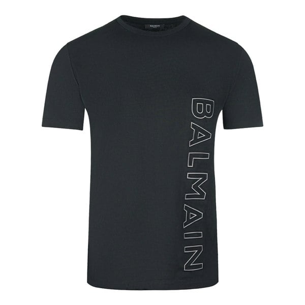 Balmain Brand Embossed Logo T-Shirt - Black