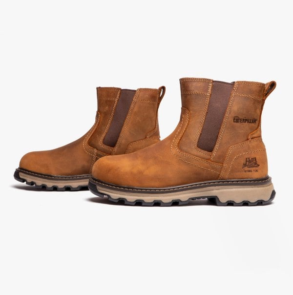 CAT PELTON Mens Dealer Safety Boots Beige