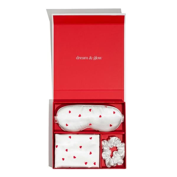 Silver Cloud Beauty Silver Cloud Heart Print Satin Gift Set With Silver Ions