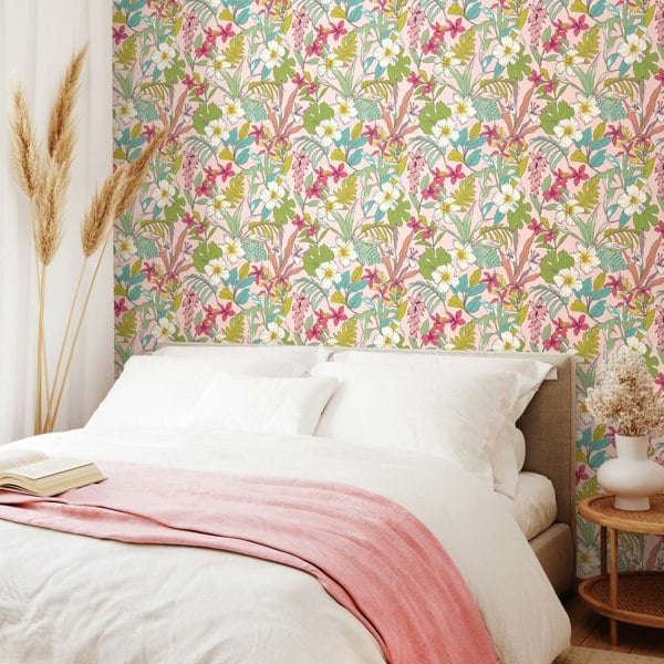 Hoopla Walls Oasis - Pink Mix 10m Wallpaper