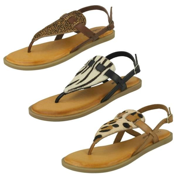Leather Collection Ladies Leather Collection Animal Print Sandals F00228