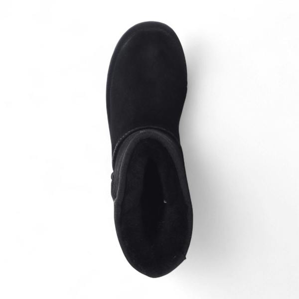 Infinity Leather Women's Genuine Sheepskin Black Suede Slip-On Ankle Winter Boots - Dusk