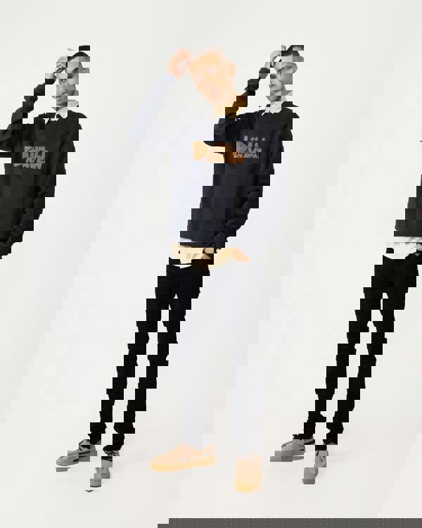 Fjallraven Logo Mens Sweatshirt - Dark Navy 555 - CHO - Designer Mens Sweatshirts